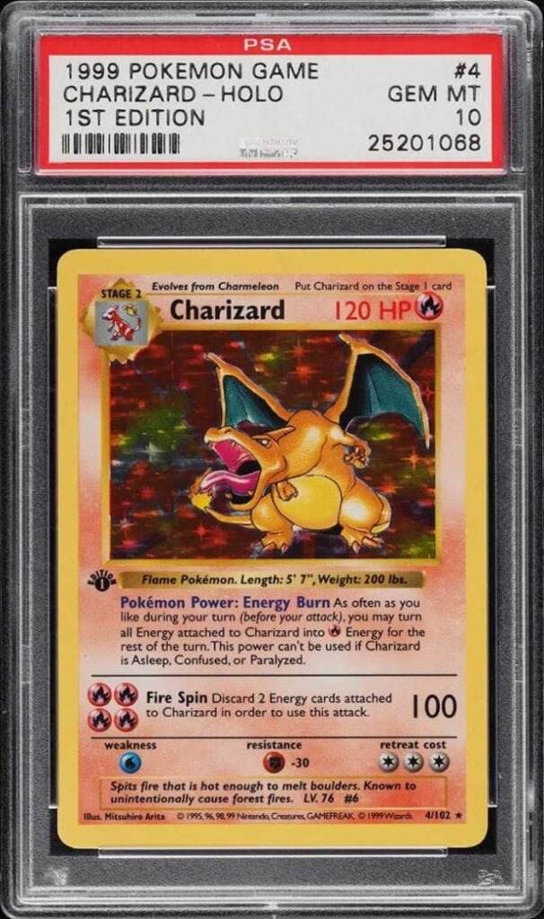 Set base Pokemon 1999 Shadowless prima edizione Holo Charizard
