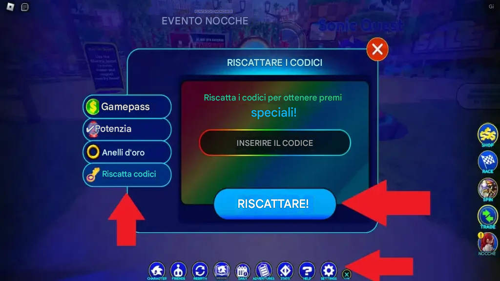 Come riscattare i codici in Sonic Speed Simulator