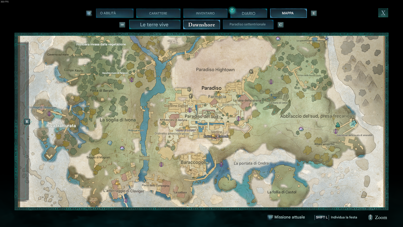 Mappa di Southern Dawnshore in Avowed