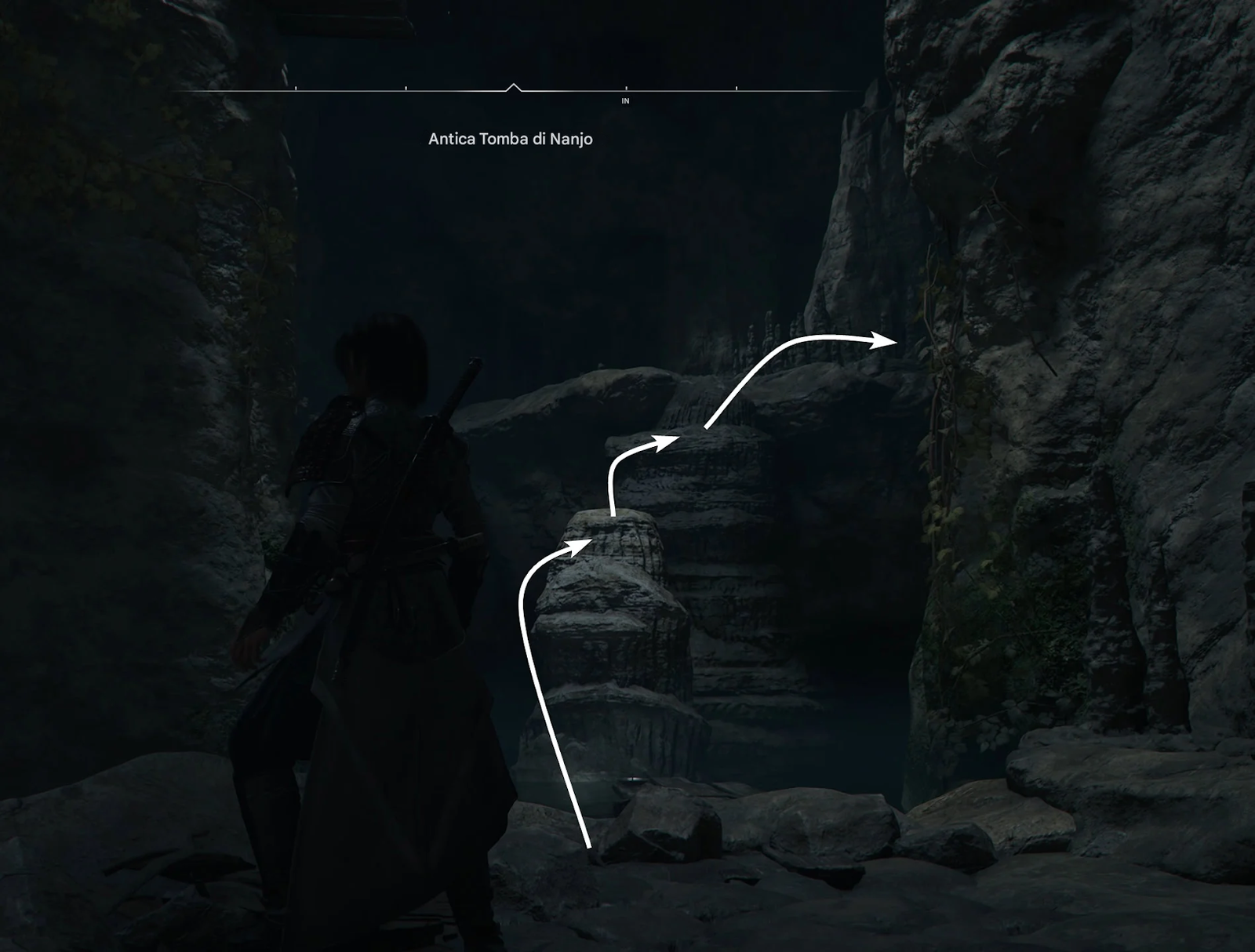 Come Trovare il Forziere della Tomba Antica di Nanjo in Assassin’s Creed Shadows 7 Gira a ovest e salta sulle colonne di pietra sporgenti