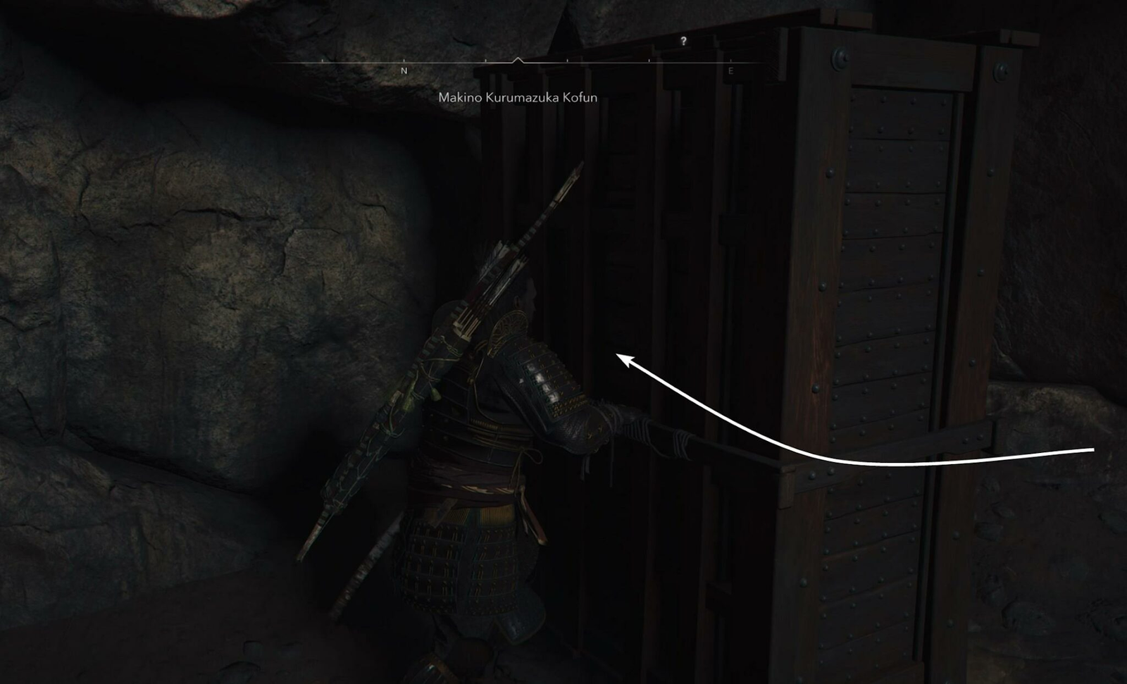 Assassin’s Creed Shadows: Guida al Makino Kurumazuka Kofun 15 Posiziona la cassa accanto al muro alla fine della stanza per usarla come appoggio per arrampicarti