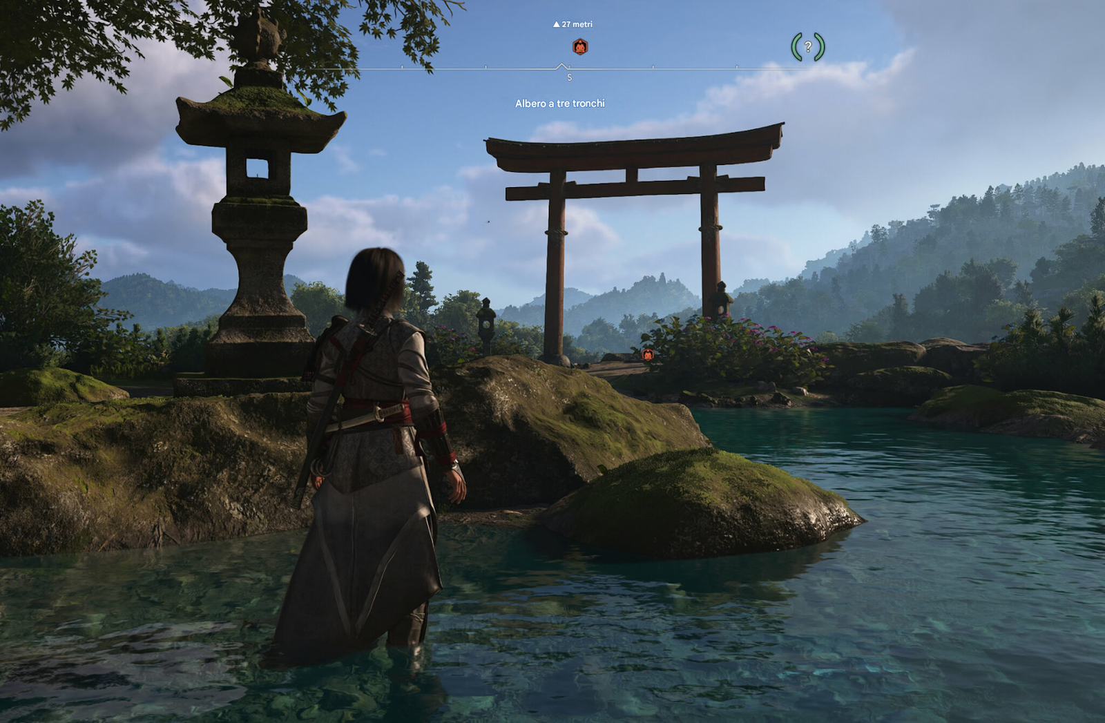 Posizioni Kuji-Kiri in Assassin’s Creed Shadows 22 Su Mount Jiei, affacciato su un lago a sud. Un NPC di livello 40 potrebbe attaccarti qui
