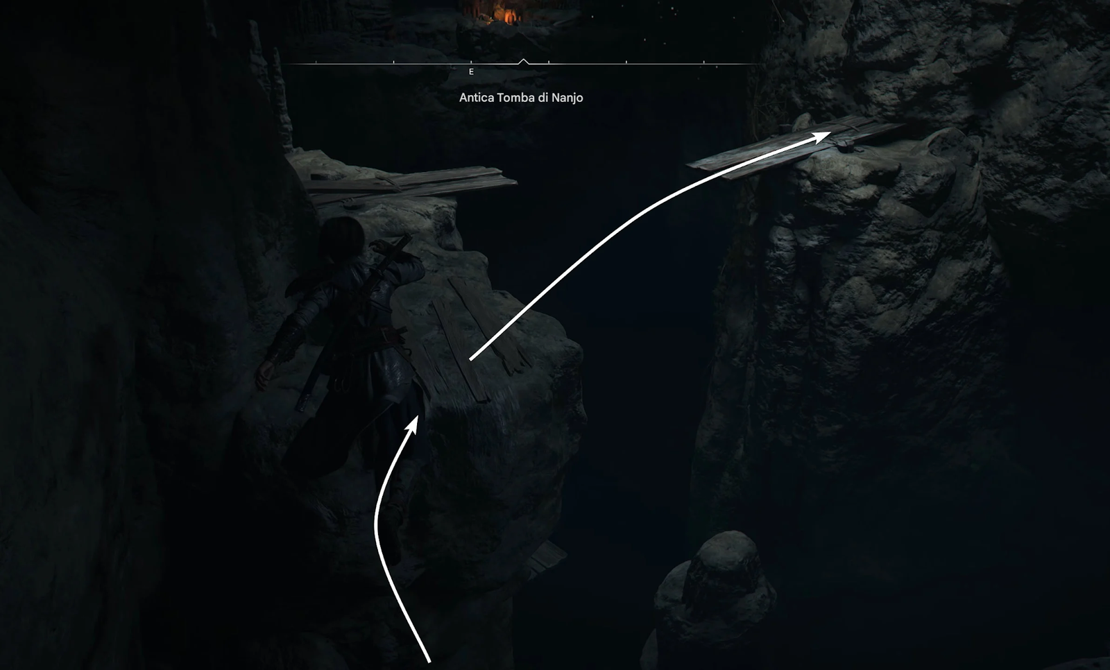Come Trovare il Forziere della Tomba Antica di Nanjo in Assassin’s Creed Shadows 8 Sul muro sud troverai una fessura stretta