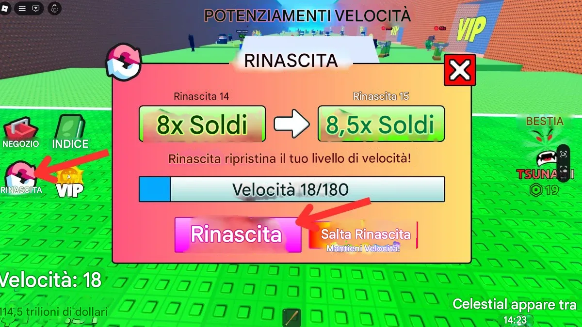 Requisiti di Rebirth in Escape Tsunami for Brainrots