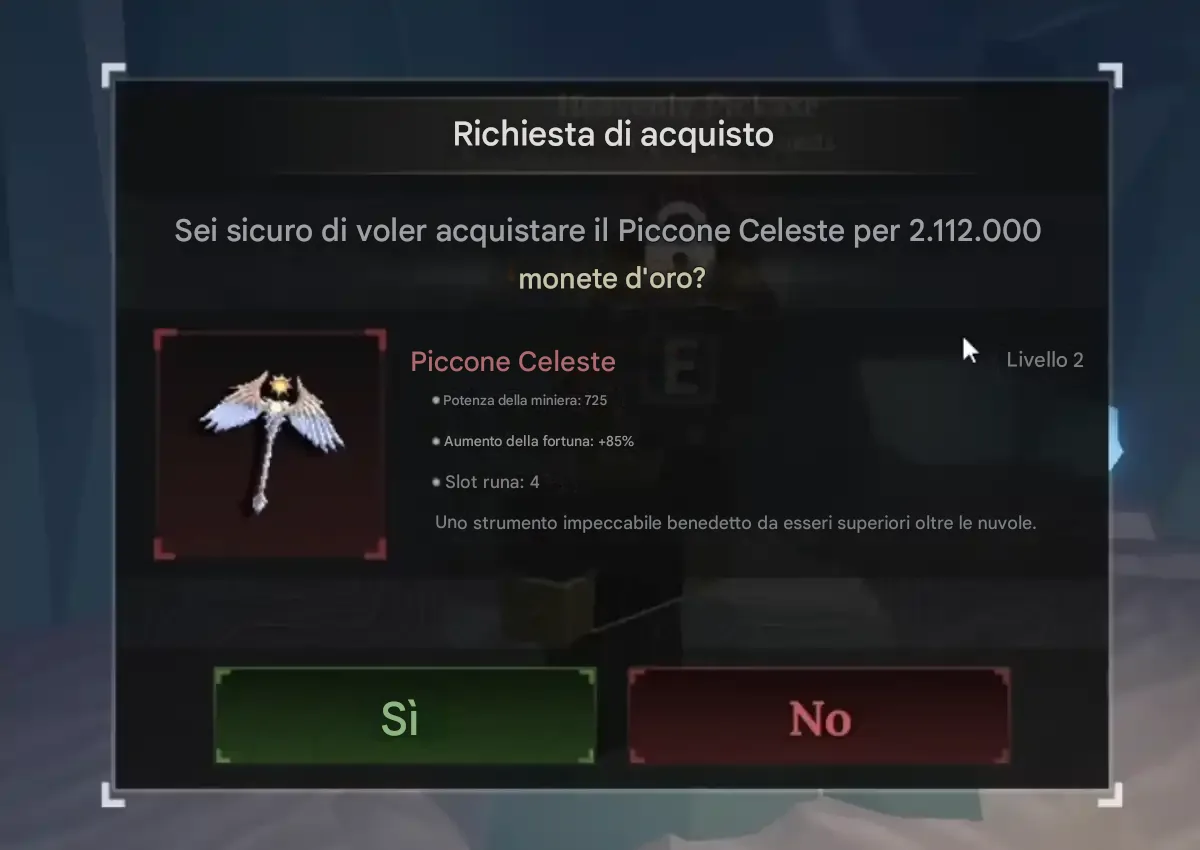 Statistiche Heavenly Pickaxe